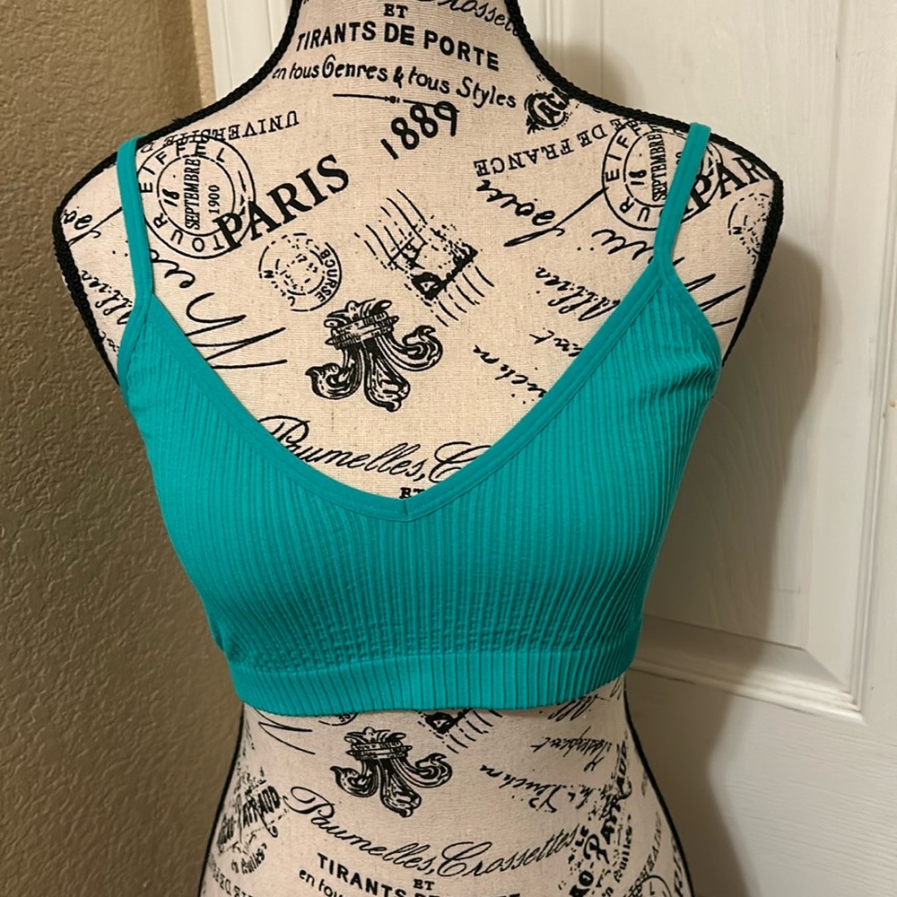 Colsie crop bra tank ribbed materials with spaghetti straps